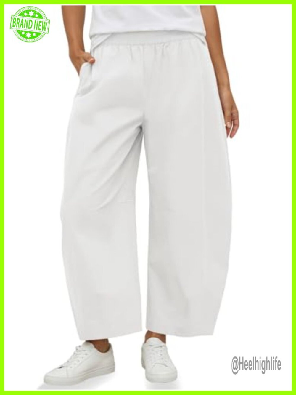 Wide Leg Barrel Pants High Waisted Harem Cotton Blend Baggy Trousers with